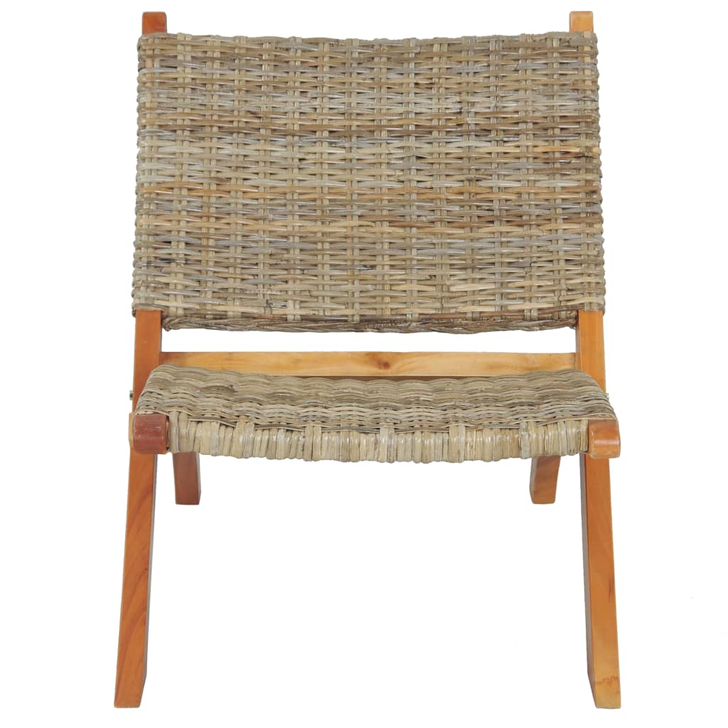 Krzesło, naturalny rattan kubu i lite drewno mahoniowe