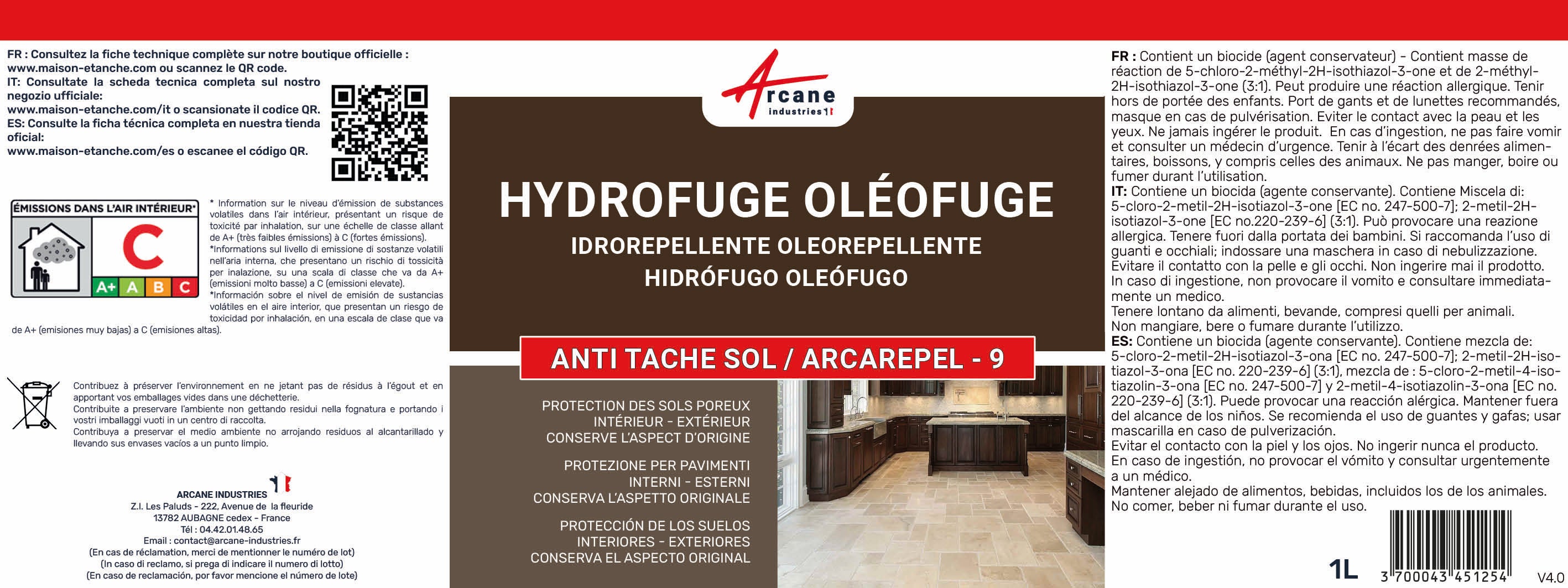 Imperméabilisant oléofuge anti taches - ANTI TACHES SOL - 1 L (jusqu'à 5m²) - ARCANE INDUSTRIES - 2