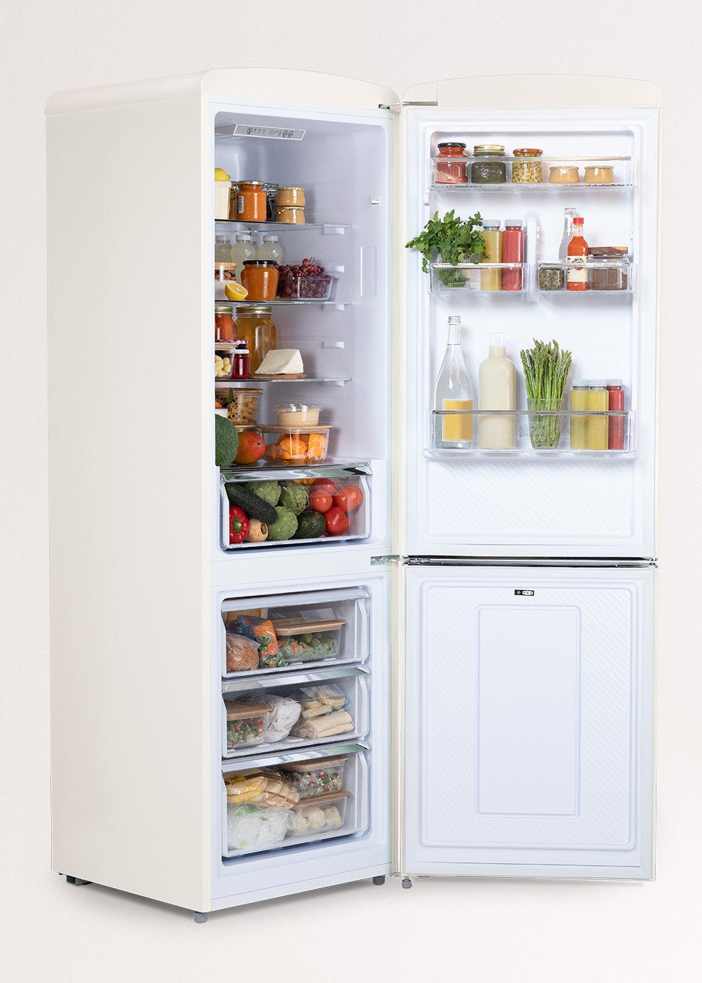 CREATE - FRIDGE STYLANCE 330L - Réfrigérateur combiné de style rétro- Blanc cassé - 6