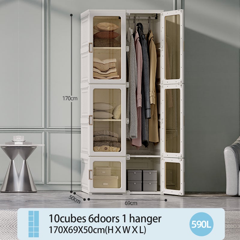Penderie Portable Placards Armoire De Chambre À Coucher, Organisateur De Stockage, Commode À Vêtements, Organisateur De Stockage De Placard, Blanc - 2