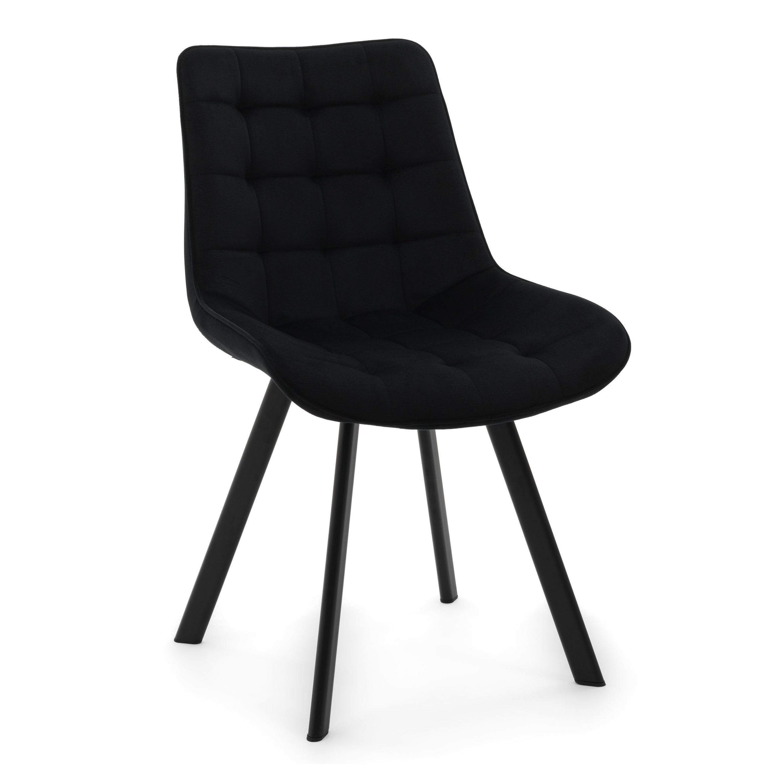 Krzesło tapicerowane do salonu jadalni welurowe pikowane TORI czarne