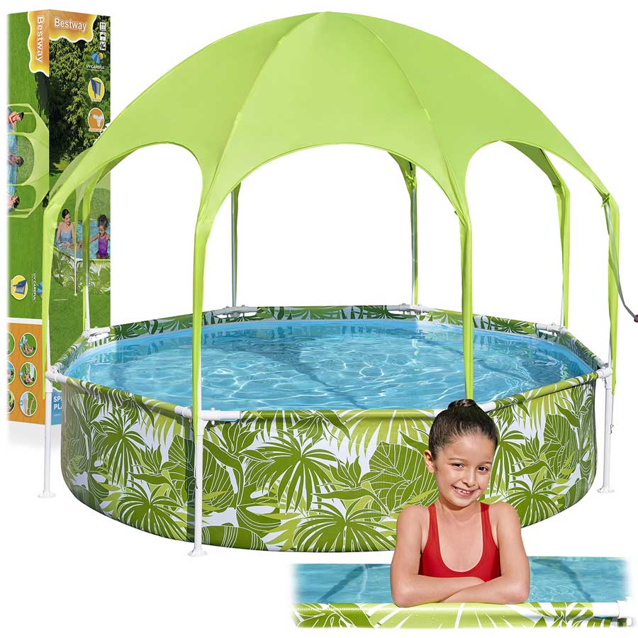 Basen ogrodowy stelażowy Bestway z daszkiem rodzinny dla dzieci 244x51 cm