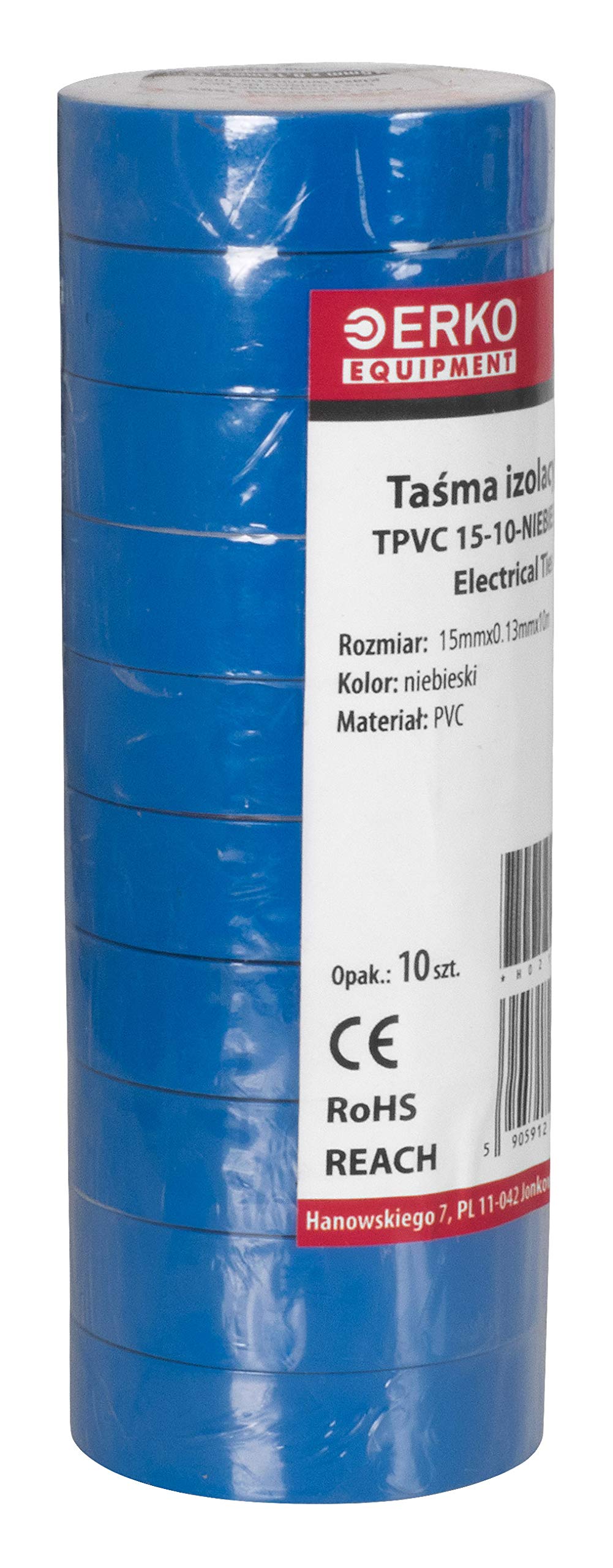ERKO Nastro Isolante elettrico blu 15 mm x 10 m 10 Pezzi, PVC Per isolare, Riparare e legare, nastro adesivo, Per tensioni fino a 6 kv, elettrici prof - 4