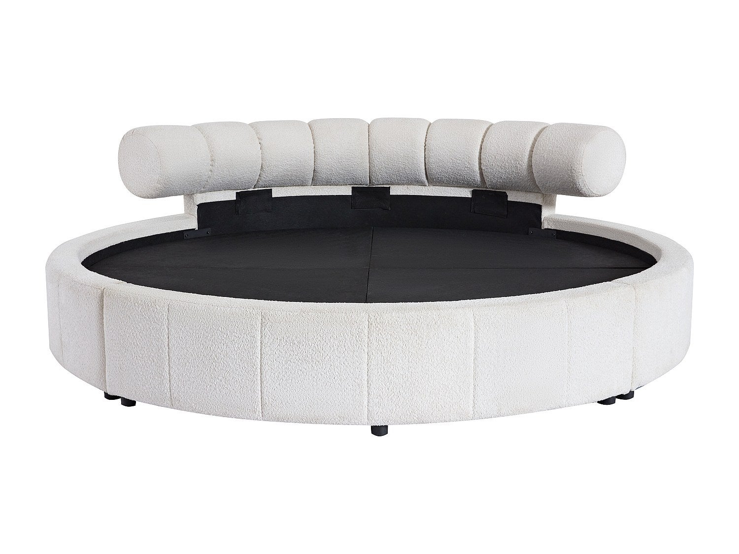 Lit rond 220 x 220 cm - Tissu bouclette - Blanc - ROGILA - 4