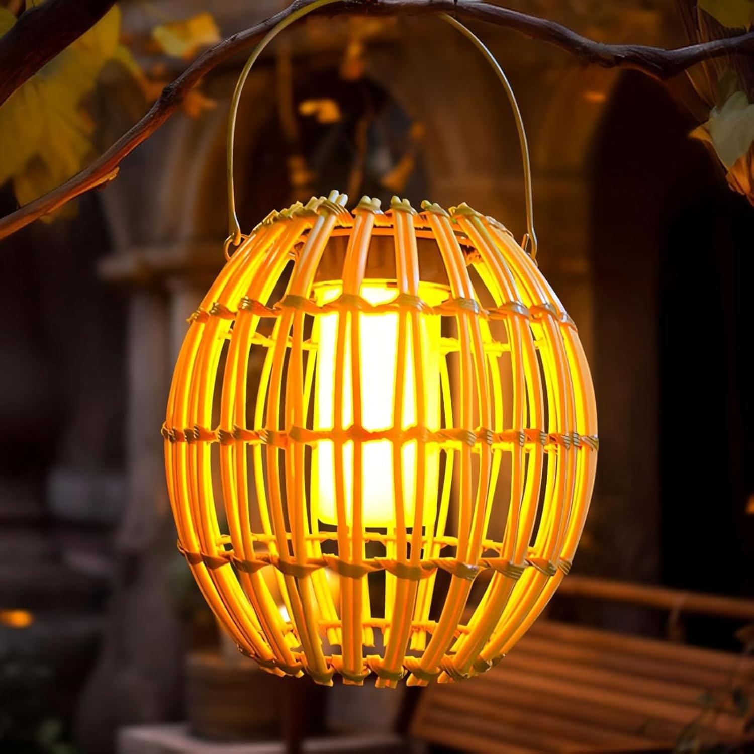 Zewnętrzna lampa solarna latarnia imitująca rattan zewnętrzna lampa solarna wisząca do zawieszenia lub postawienia światło ciepłobiałe lampa solarna