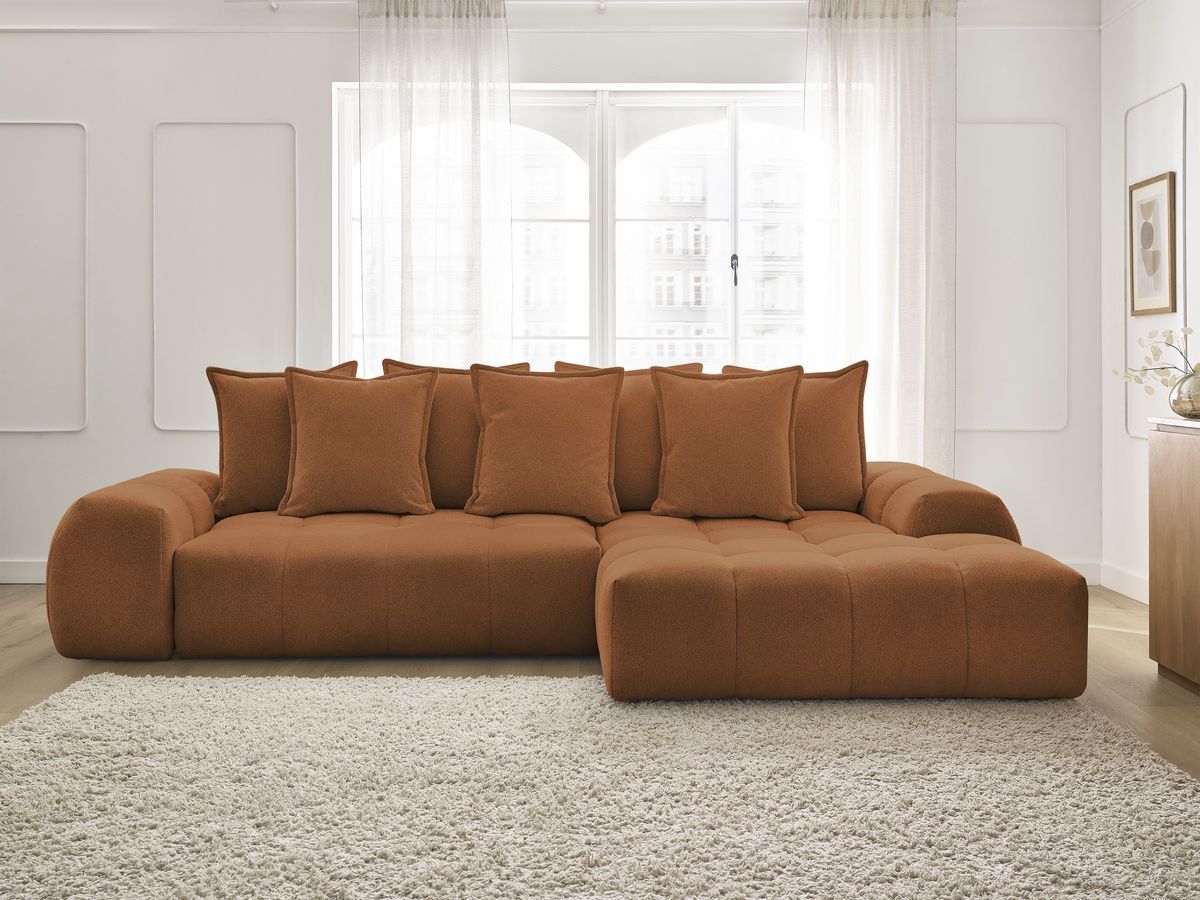 Canapé d'angle convertible coffre EVEREST tissu chiné BOBOCHIC 3 places ...