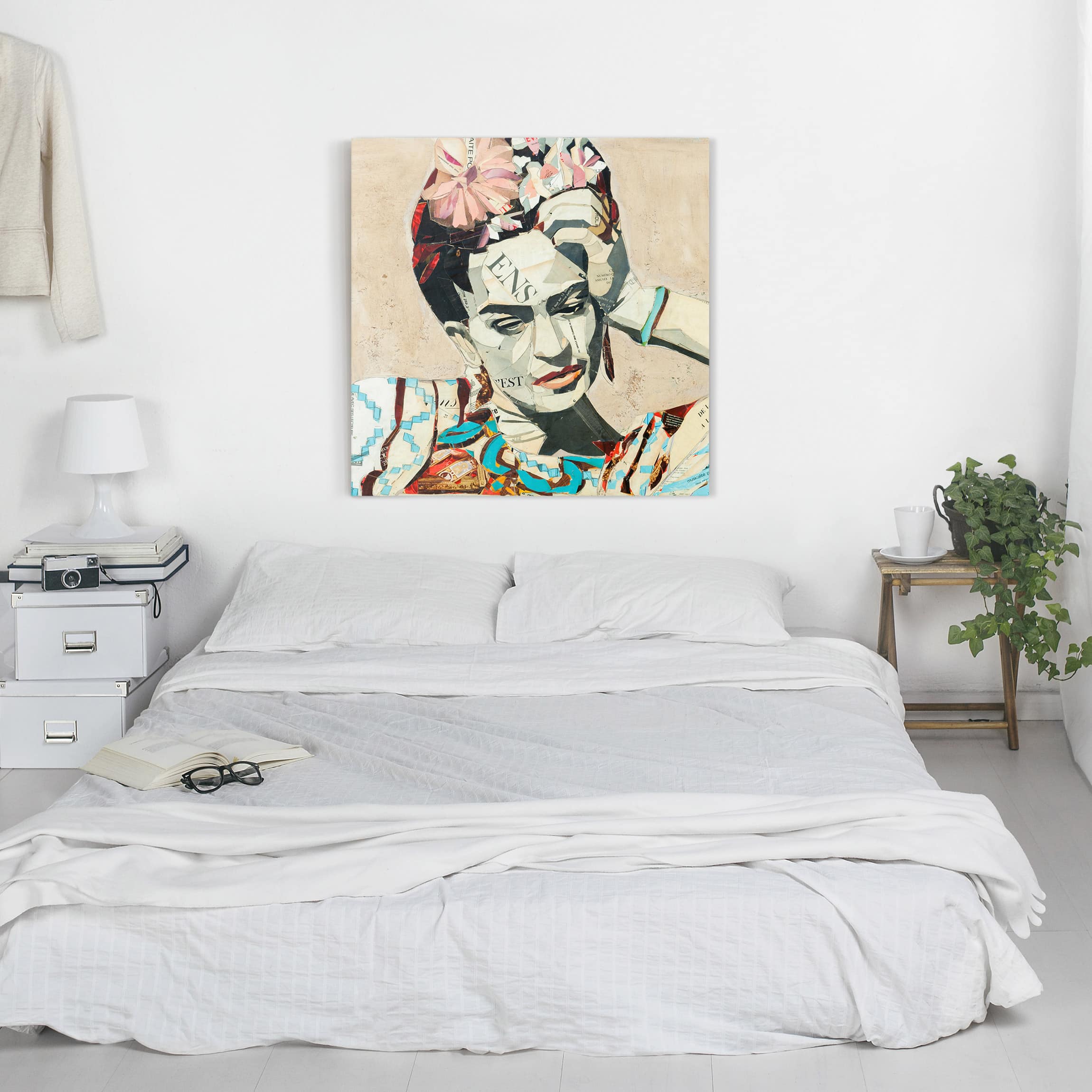 Impression sur toile tableau sur toile châssis beige Frida Kahlo personnes femme portrait 255 chambre à coucher salon couloir 40 x 40 cm - 2