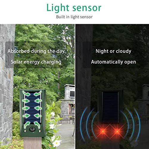 RéPulsif à Ultrasons pour Oiseaux en Plein Air pour Animaux avec Stroboscope de Mouvement et Alarme Anti-Intrusion - 5