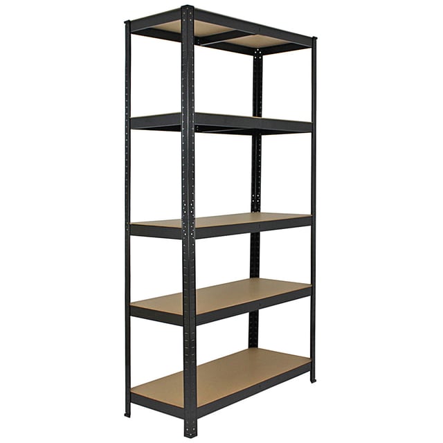 Scaffale in metallo nero con 5 ripiani da 875 kg