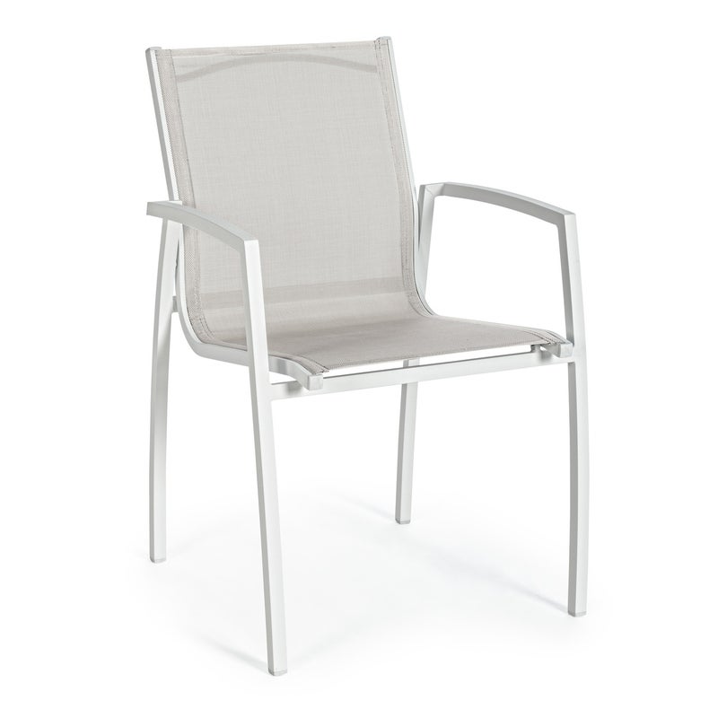 Krzesło ogrodowe Hilla White Cloud z podłokietnikami, lekkie i sztaplowane, do ogrodów i werand