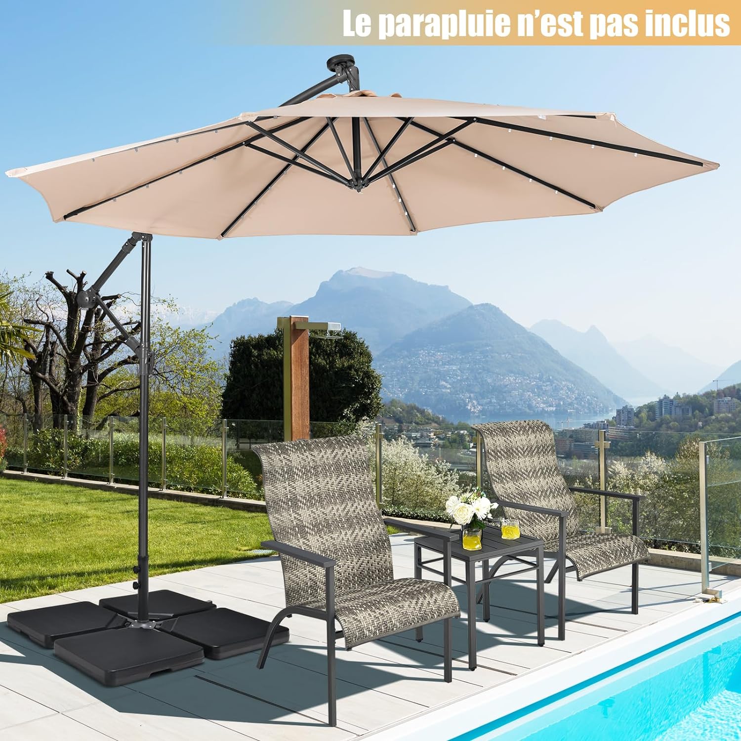 Dalle Parasol Déporté Lot de 4, 100 x 100 x 7 cm - 2