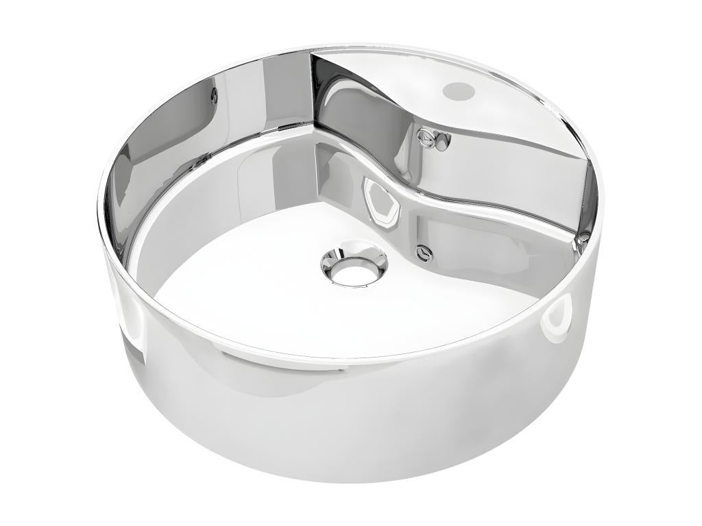 Lavabo bagno con troppopieno diametro 46,5 cm ceramica argento 02_0002609 - 6