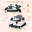 Trotteur Bébé 2 En 1 évolutif - Pour 6 à 18 Mois, Avec Volant, Jouets Interactifs, Roues - Centre D'activités D'apprentissage Rose