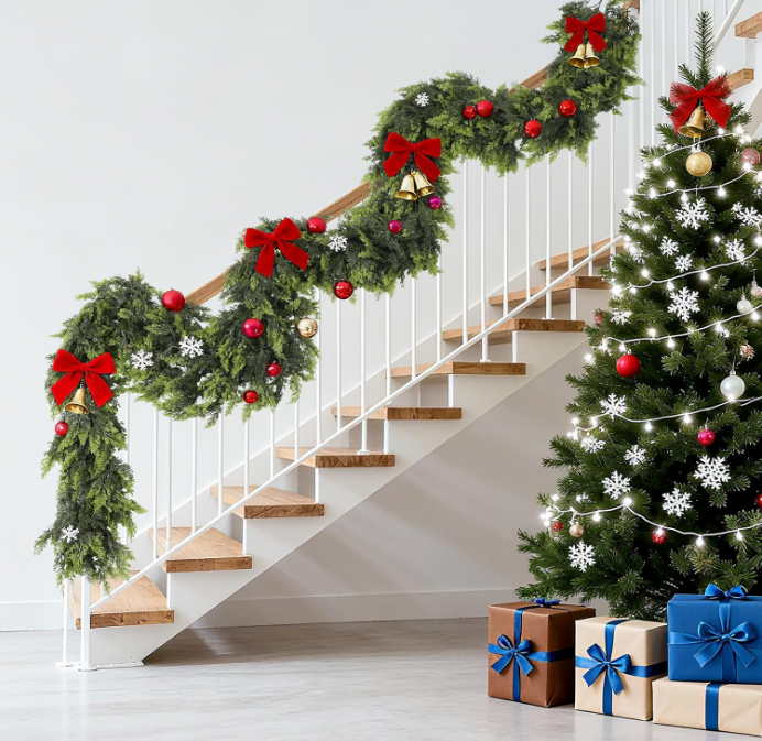 2pcs Ghirlanda di pino a torre natalizia,1,8m,pianta artificiale da appendere alla porta,ghirlanda di rami di pino,fai da te,decorazione per tovaglia - 9