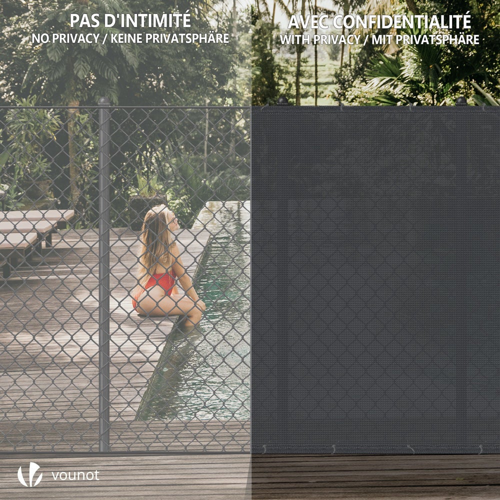 Brise vue occultant en HDPE 150g/m² 1.8x10m avec attaches de fixation anthracite VOUNOT® - 6