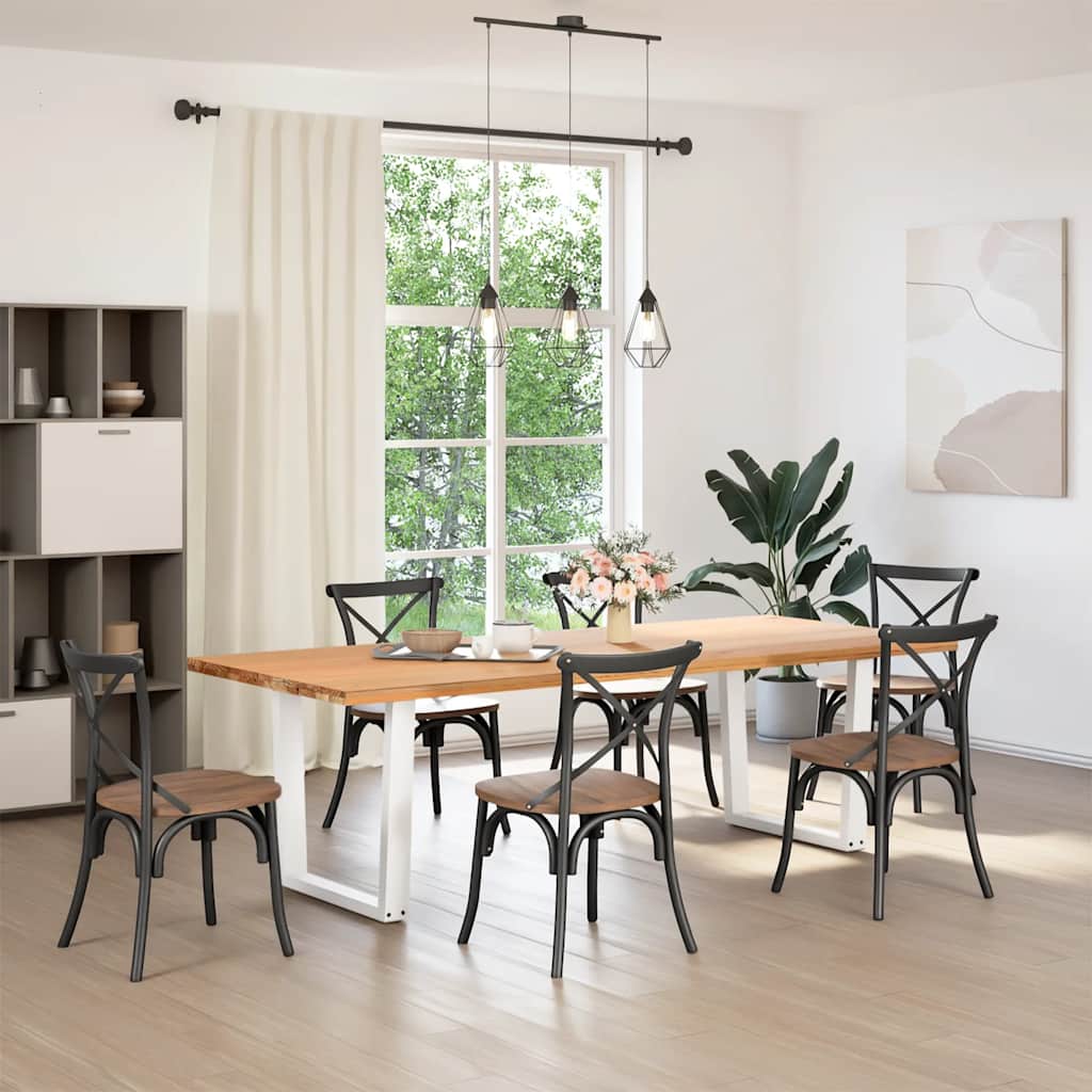 Maison Exclusive - Pieds de table à manger en forme de V, 2 pièces, blanc, 90 x (72-73,3) cm, acier - 2