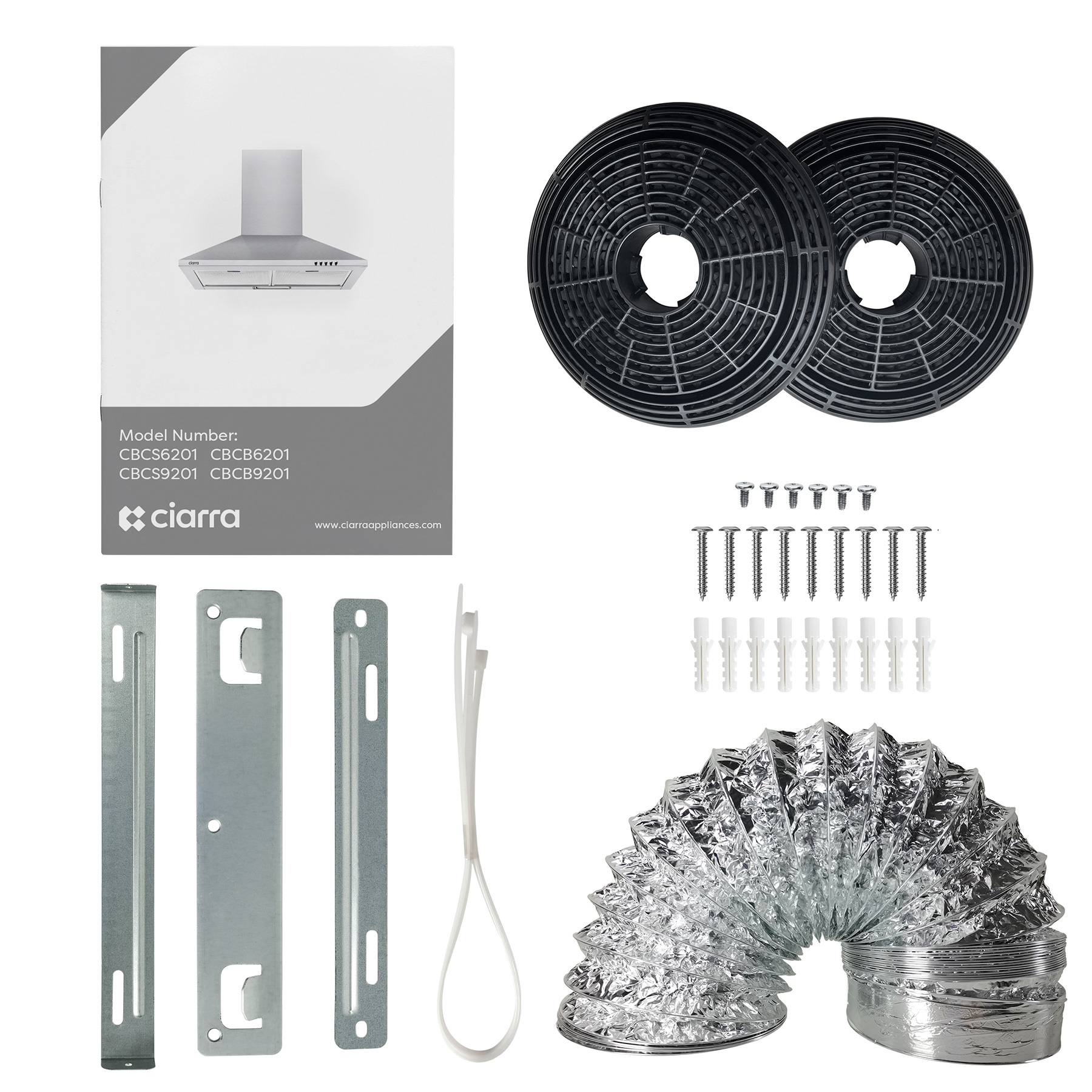 CIARRA Hotte Décorative 90cm 370 m3/h Classe A++ 3 Vitesses Recyclage Ou Evacuation Noir 201BK90 - 8