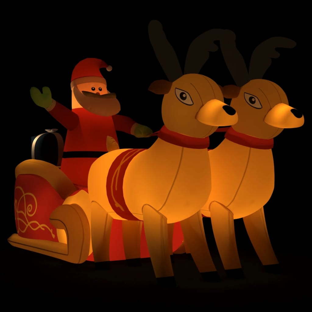 Gonflable Géant Père Noël Et Rennes Gemmy - 2,4m Lumineux Pour Extérieur 16901