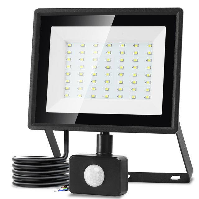 Aigostar Foco LED con Sensor Movimiento 50W,4300LM Super Brillo Focos LED Exterior IP65 Impermeable,Blanco Frío 6500K Proyector Led Exterior