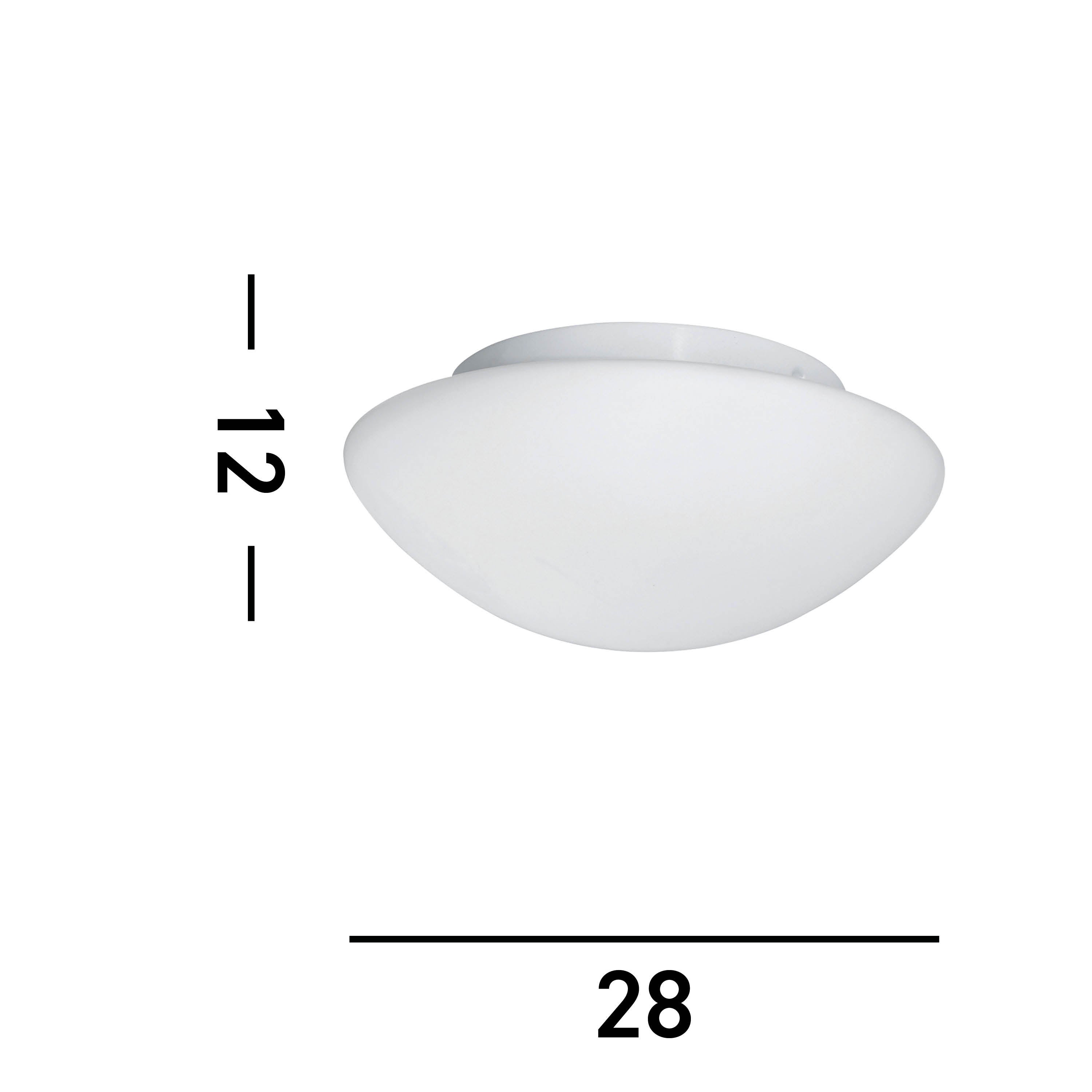 Plafonnier TOKYO 2L salle de bain IP44 CLII Metal Blanc verre opale E27 max 2x60w Diam 28cm - 4