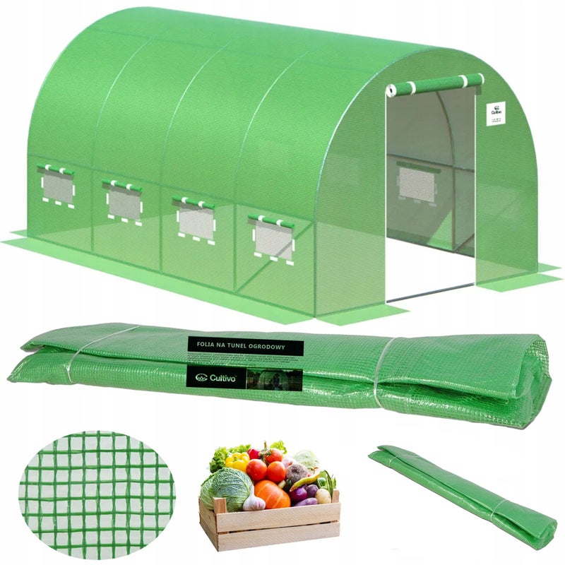 Folia Cultivo Poszycie Na Tunel Ogrodowy Szklarnia 2,5x4x2 Uv4 Zielony Mocna 1 szt