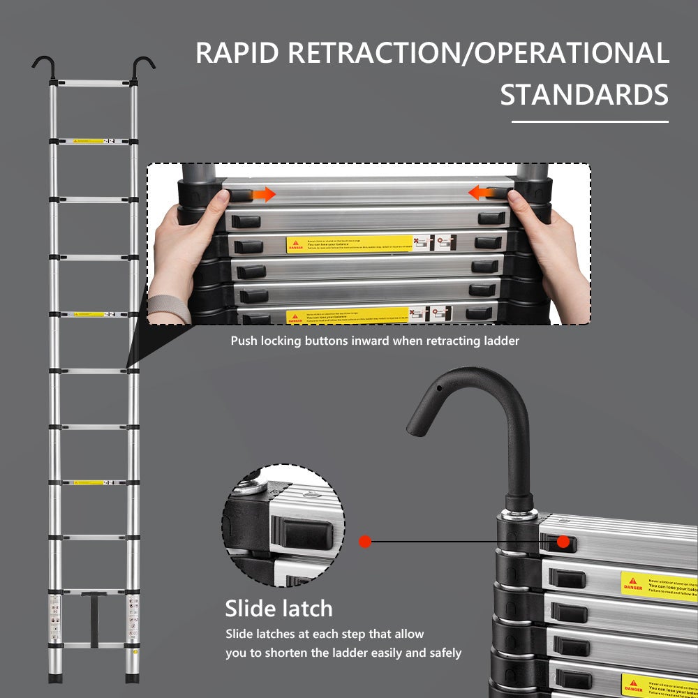 STANEW Échelle Télescopique 3,2M en Aluminium Bricolage Pliable, Charge Maximale 150kg - 3