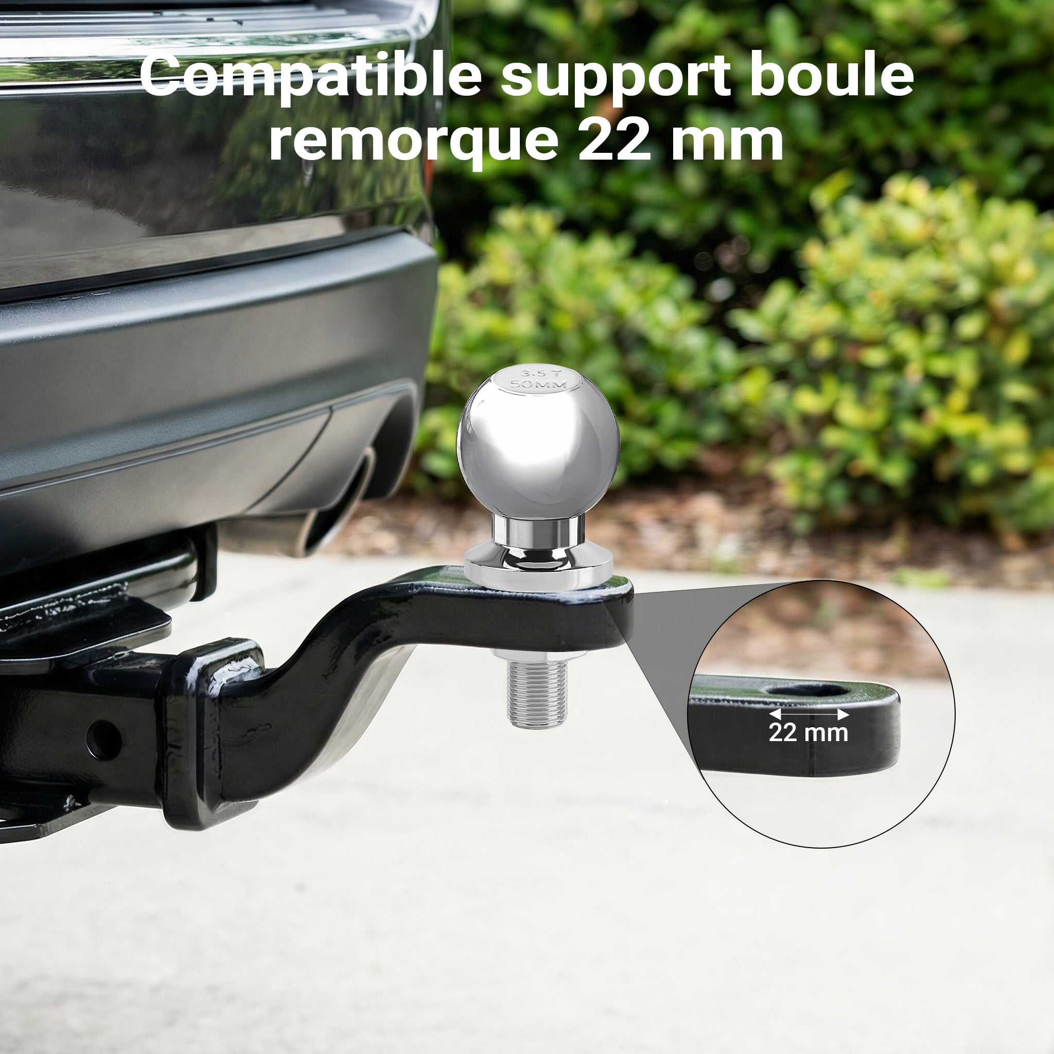 Boule d'attelage 50 mm 3,5 t en acier au carbone Tête sphérique droite 50/22 mm pour attelage de Wiltec - 6