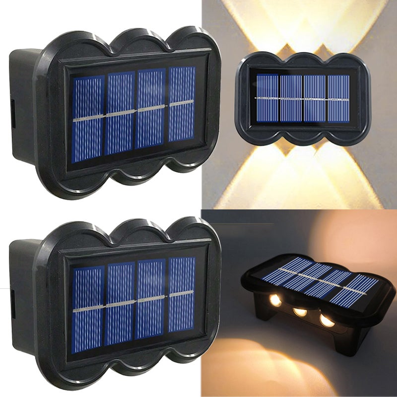 Zestaw zewnętrznych solarnych lamp ściennych solarna lampa do oświetlania ścian zmierzchu świtu wodoszczelna solarna lampa ogrodowa świecąca górę dół