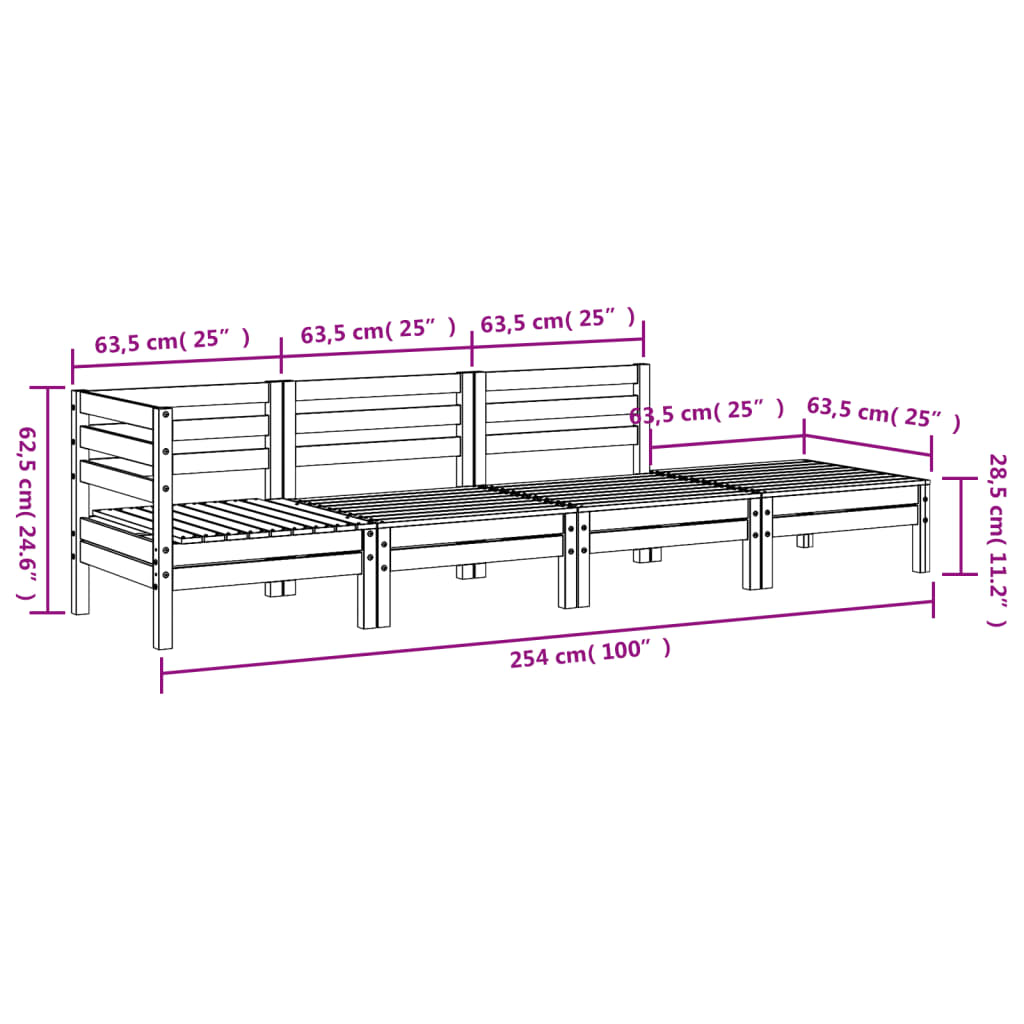Salon bas de jardin en Bois Marron 4 personnes - 3