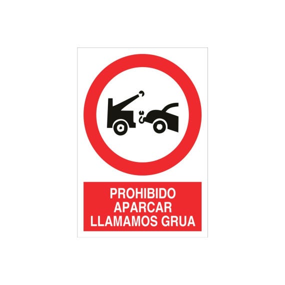 Señal de pictograma y texto Prohibido aparcar