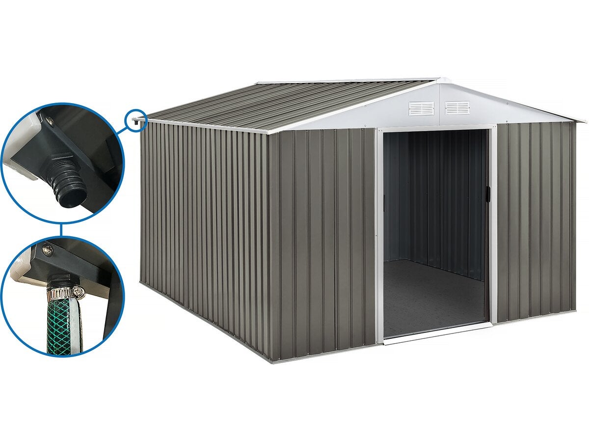 Abri jardin métal "Dallas" - 15,16 m² avec gouttière | Leroy Merlin
