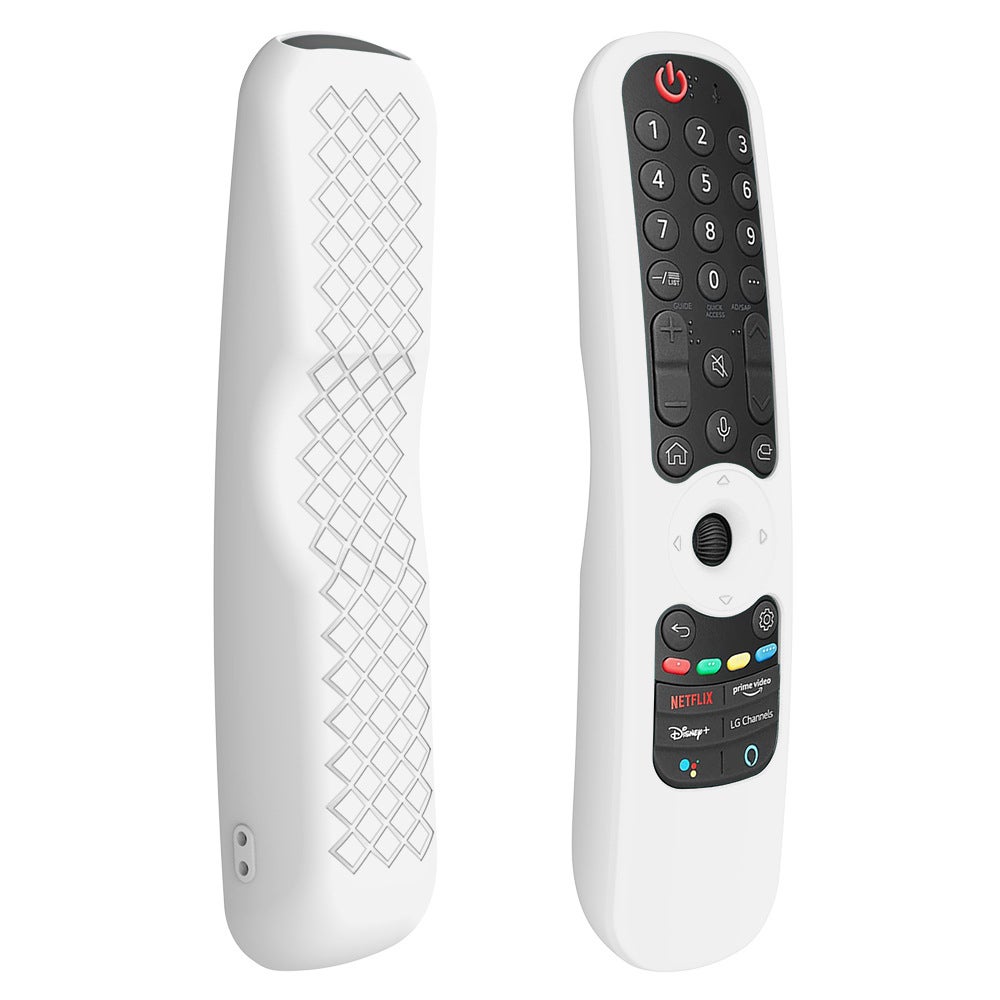 Wodoodporne silikonowe etui na pilota LG Smart TV do AN-MR21GC MR21N/21GA Magic Remote Control Case Stand Film ochronny, białe, 1 szt.