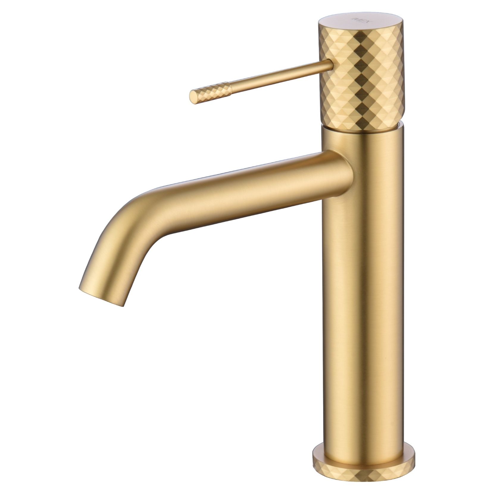 Misturador monocomando para lavatório em latão com acabamento PVD ouro escovado, cartucho cerâmico Ø26mm, tubos flexíveis IMEX - 2