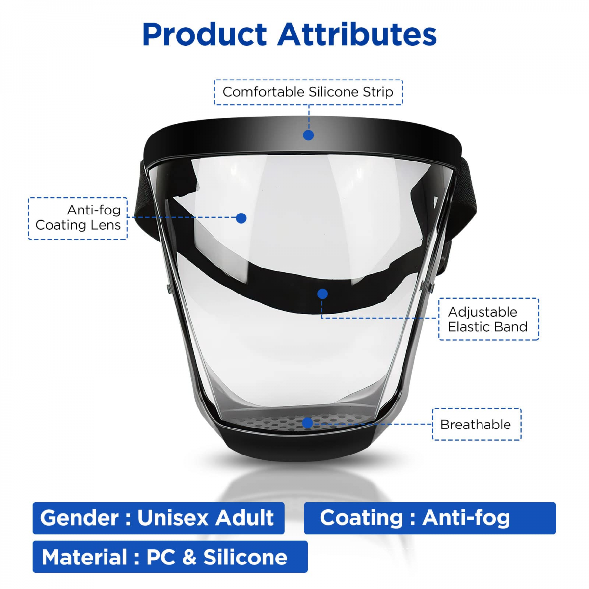 Visor de proteção, Máscara facial transparente anti-embaciamento, Escudo facial completo protetor, Viseiras de segurança HD reutilizáveis - 7