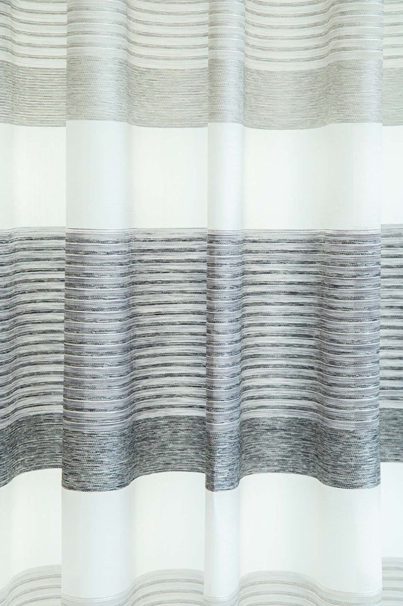 Rideau semi-transparent gris à rayures transversales 140x245 cm ...