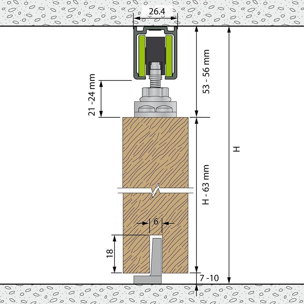 Système coulissant SLID'UP 1100 pour une porte de séparation - rail 1,55 m - 40 kg - 5