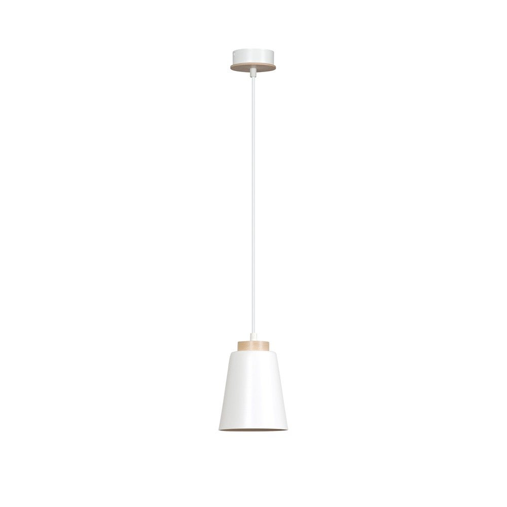 Lampa sufitowa Lasso z białym abażurem i drewnianymi detalami 1xE27 ø14cm