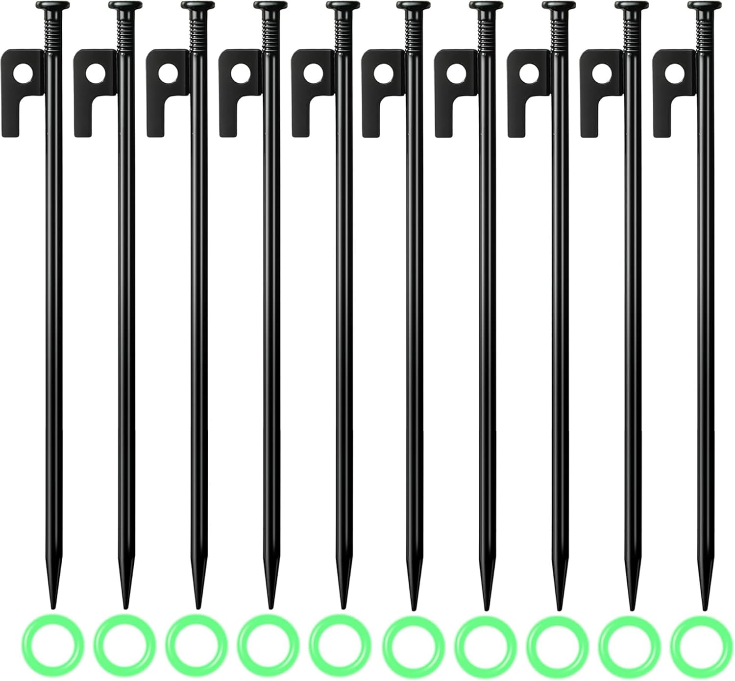 Lot de 10 pichets d'ancrage au sol de 35 cm - Robustes - En metal - Resistants aux tempêtes - Pour camping, plein air, randonnée