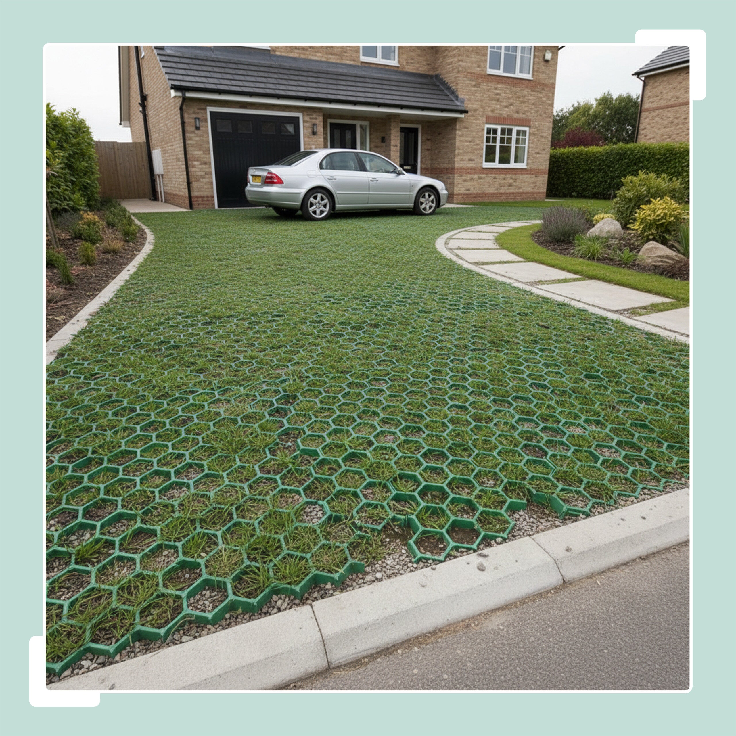 Grilles pour gazon plastique, lot de 10, 4x50x50 cm, sans fondation, pour passage, paddock et pelouse, vert, Relaxdays - 2