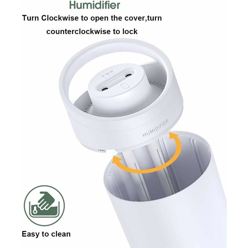 Humidificador de aire para bebé de 3L, humidificador ultrasónico silencioso, 30 horas de funcionamiento, 2 autobuses, 3 modos de brumización - 2
