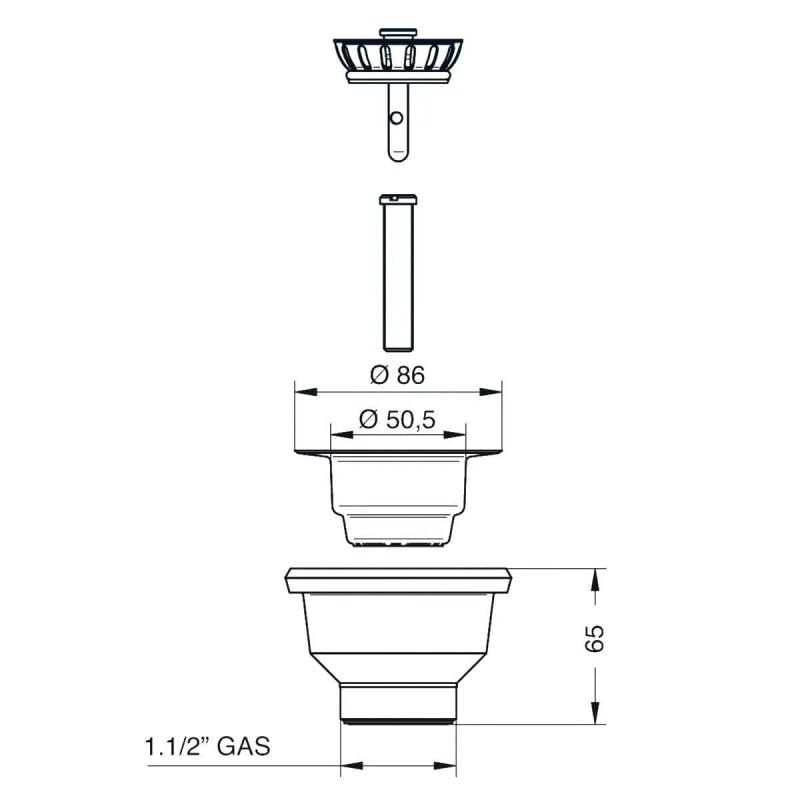 Bonde à panier pour évier gré diamètre 86 pour trou diamètre 60 mm - 6