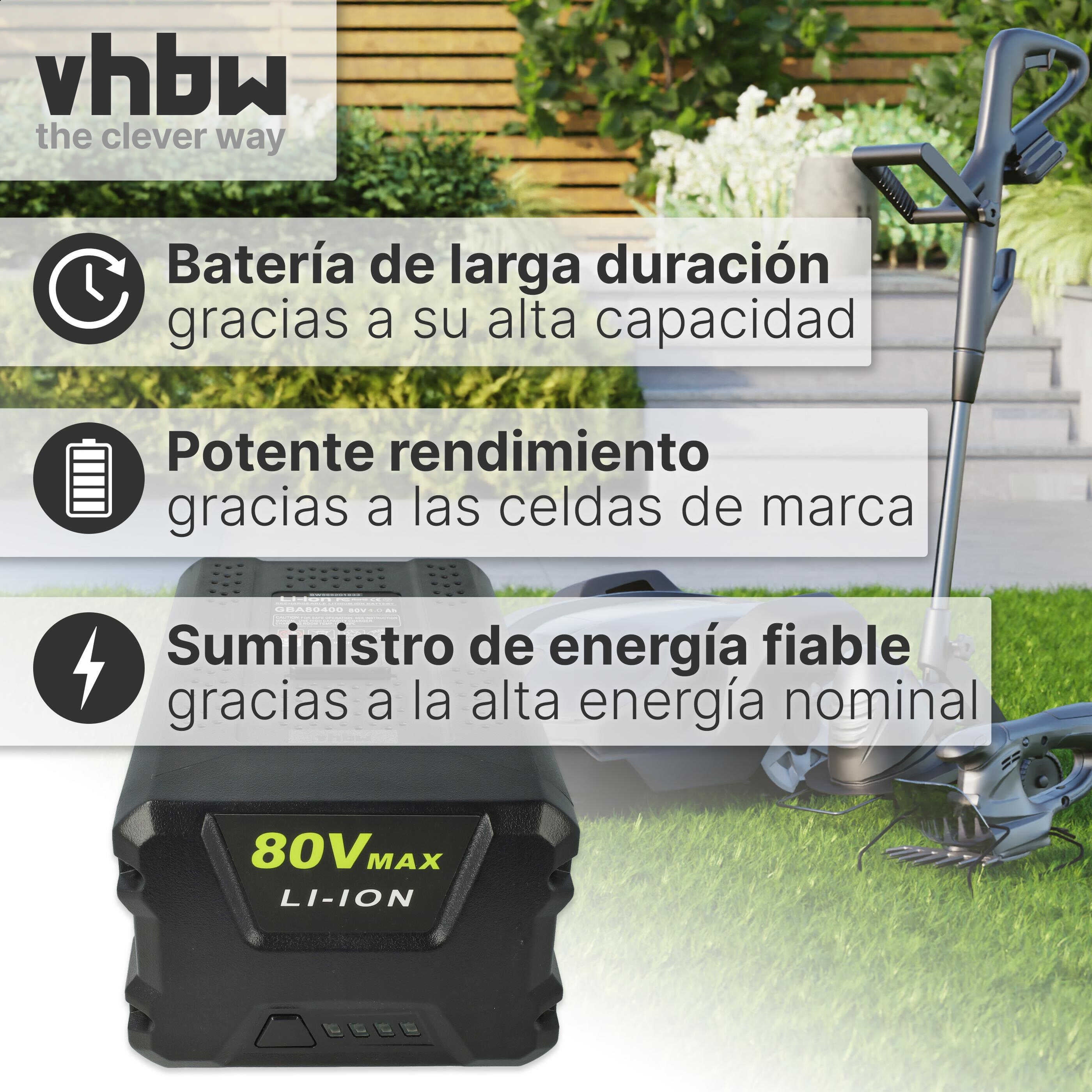 vhbw 1x Batterie remplacement pour Greenworks 80V Max, GBA80200, G80B4, G80B2 pour outil de jardinage (4000mAh, 80V, Li-ion) - 5