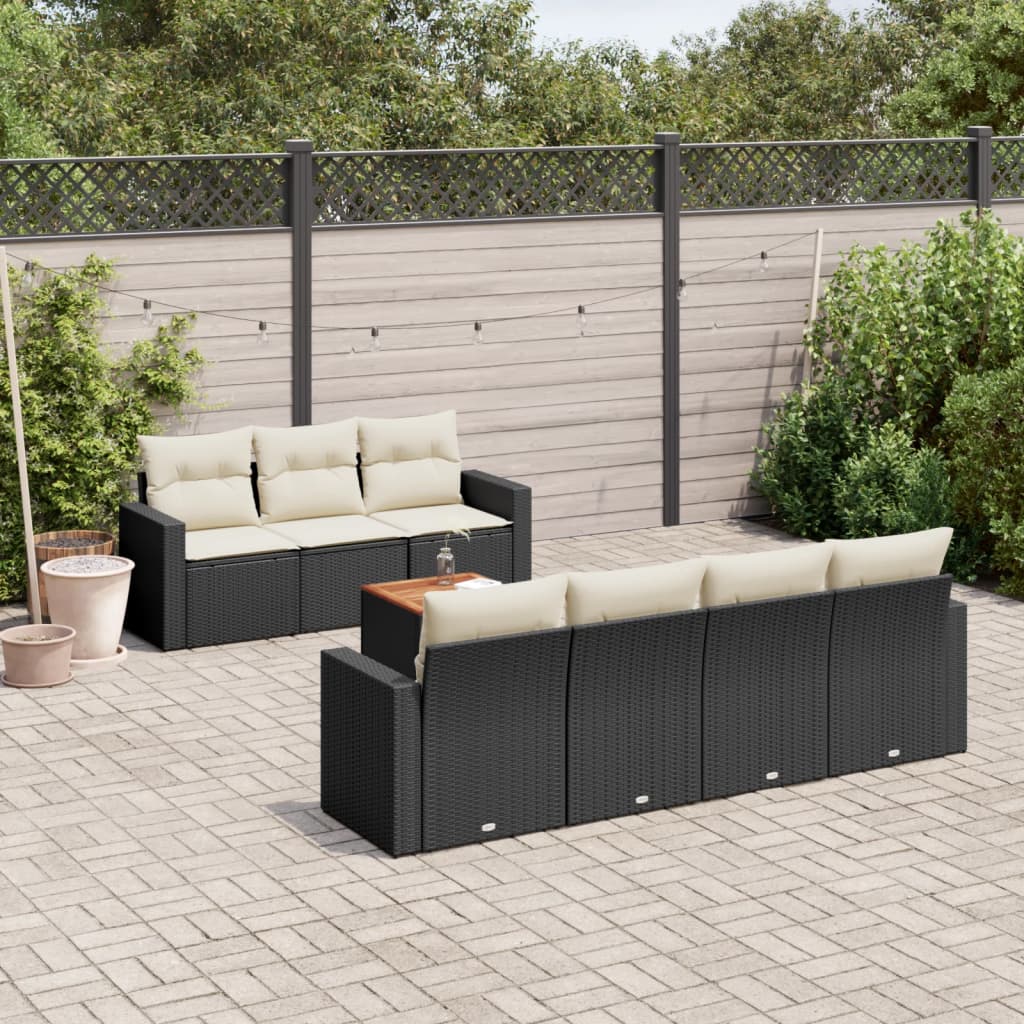 Salon bas de jardin en bois Noir 7 personnes | Leroy Merlin