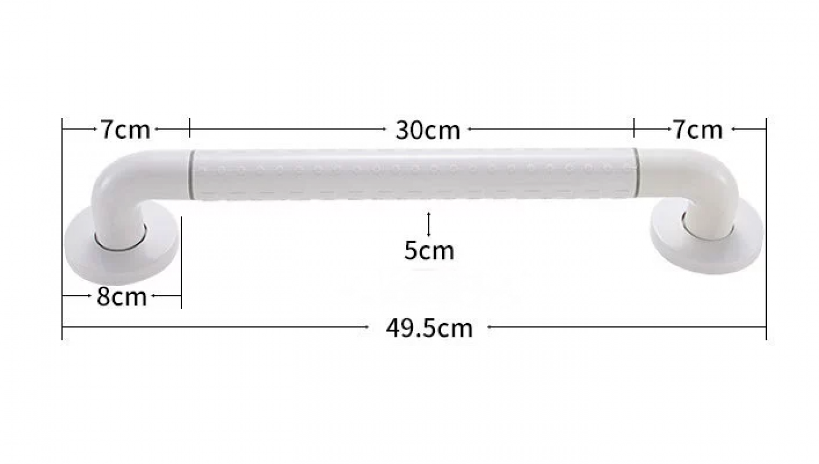 Barres d'appui pour douche et salle de bain, poignée de douche blanche en acier inoxydable, 50 cm, blanc - 4