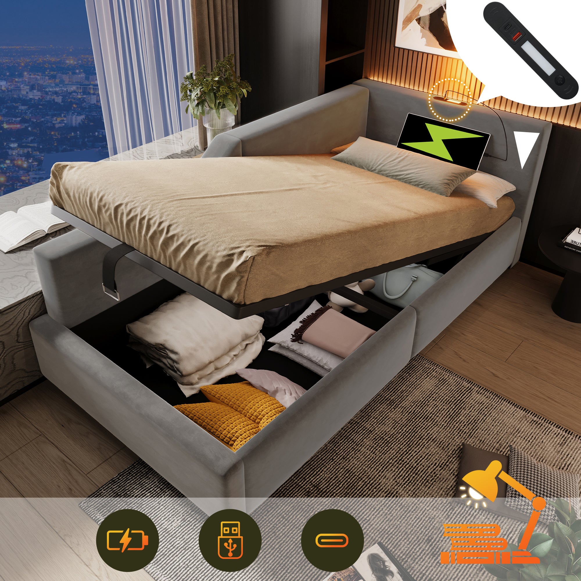 Chaise longue letto imbottita 90x200 cm, divano letto con