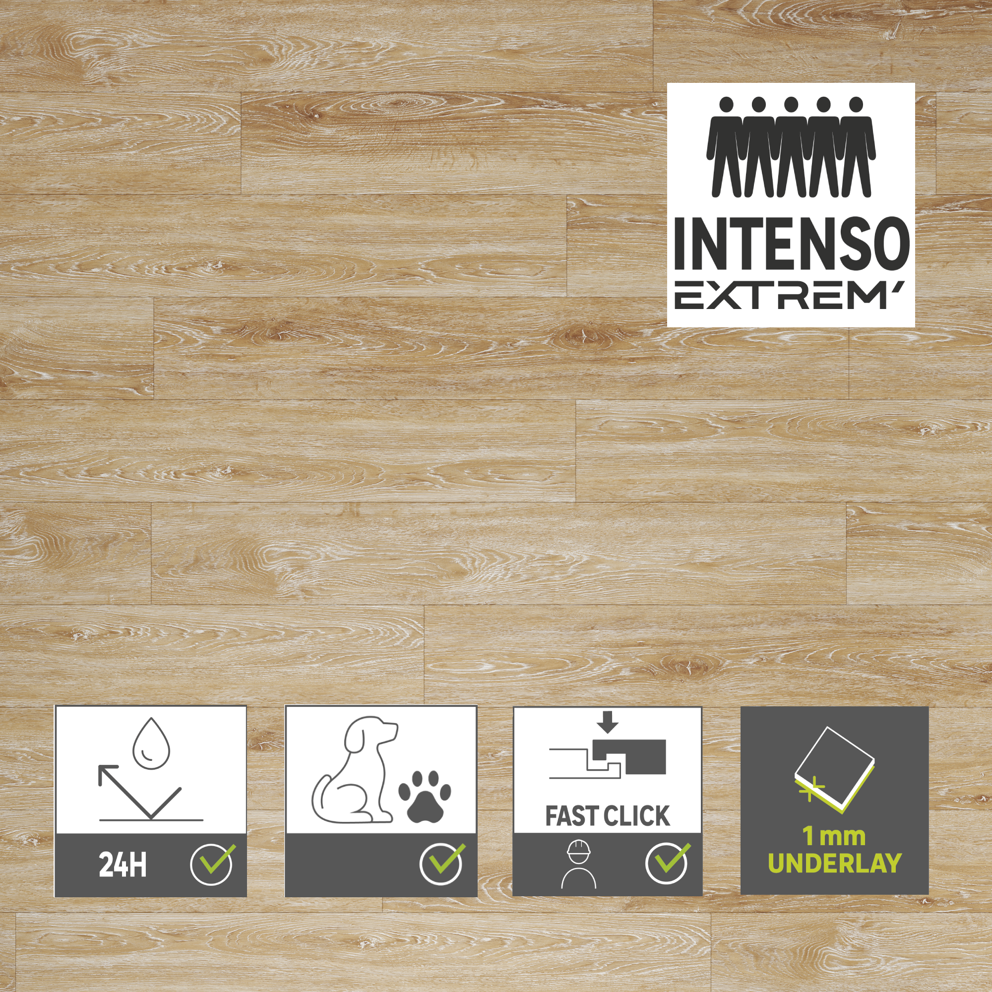 ARTENS - Lames PVC à clipser intenso extrem' XL sous couche intégrée- Effet bois beige naturel - Ep totale 5,5 mm - 1,54 m²/ 7 lames - WHARTON 2 - 3