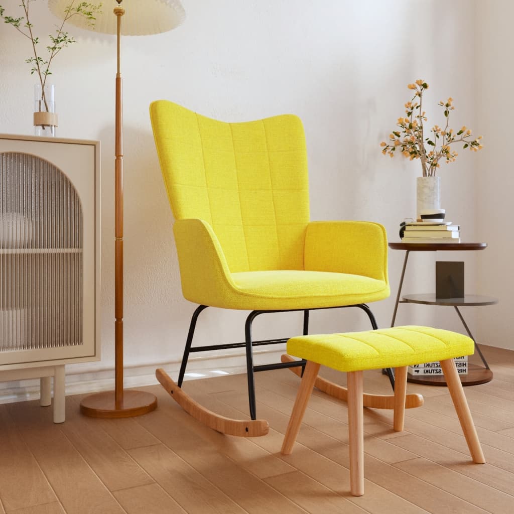 vidaXL Chaise à bascule Tissu Jaune foncé