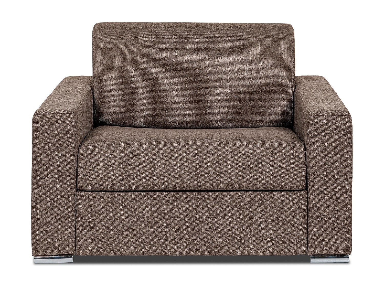 Fotel rozkładany typu express z brązową tapicerką. Miejsce do spania 70 cm. Materac 14 cm - CALITO