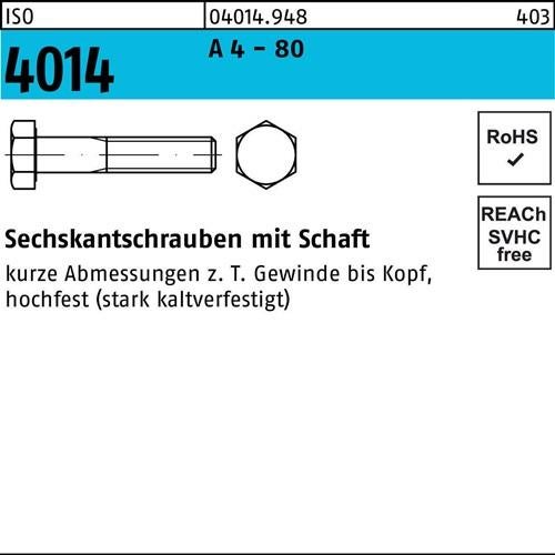 2 Stück Sechskantschraube DIN 960 – M14x1,5x110 Feingewinde, Mit Schaft, Stahl, Festigkeitsklasse 10.9