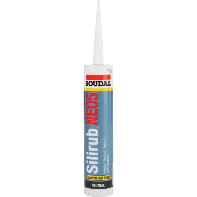 Mastic pour joints de raccordement Silicone - Silirub NEO5 - Soudal - Teinte Blanc - 300 ml